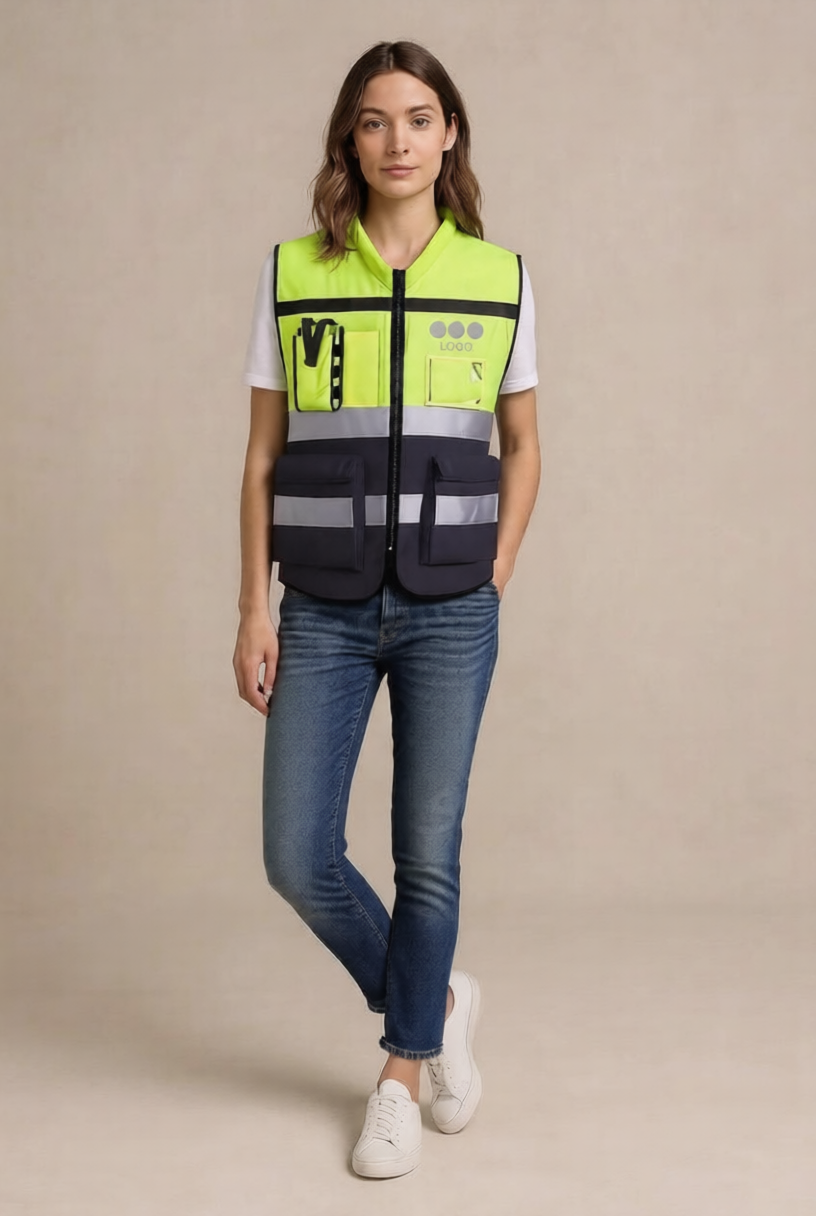 High-quality Management Reflective Vest single color logo